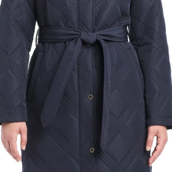 NWT Jones New York Women's Belted Quilt Jacket, Blue - Picture 10 of 11